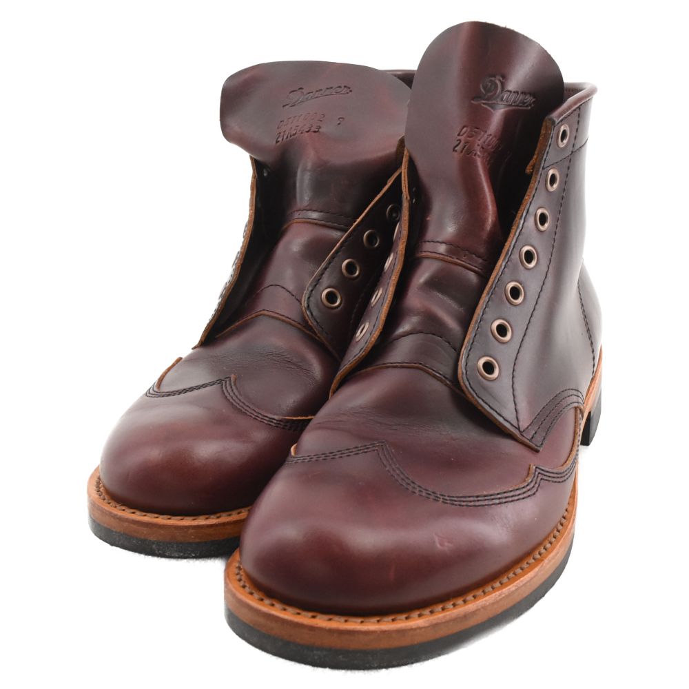 DANNER (ダナー) レースアップ レザーアンクルブーツ シューズ ワイン 