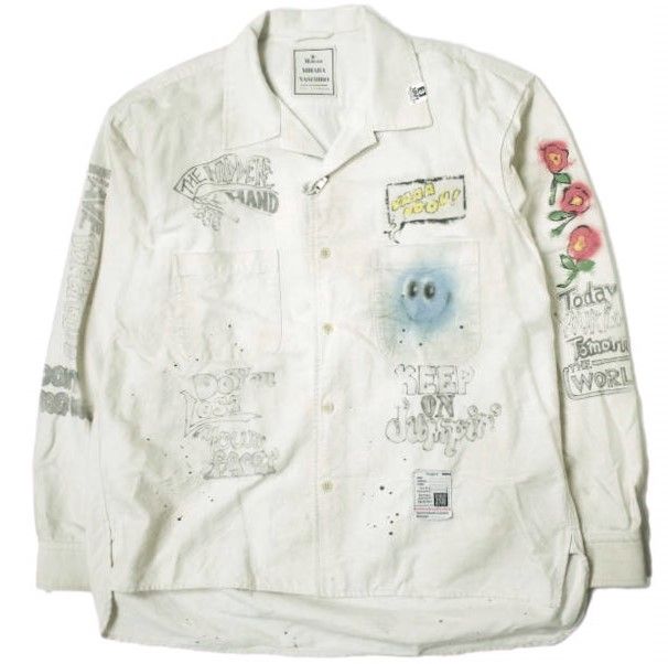 MAISON MIHARA YASUHIRO メゾン ミハラヤスヒロ 23AW 日本製 Distressed Shirt ディストレストシャツ  J11SH073 50 WHITE 長袖 開襟 ペイント トップス g14595 - メルカリ