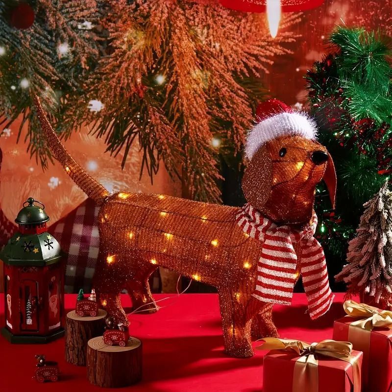 ダックスフント クリスマス デコレーション ライト 犬 ドッグ オブジェ 