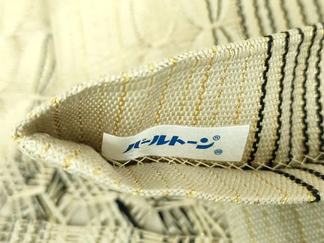 平和屋着物●ひなや工房　くむ・あむ・おる　伊豆蔵明彦　六通柄袋帯　横段文　金糸　正絹　逸品　DAAU5667ps 平和屋着物○ひなや工房 くむ・あむ・おる 伊豆蔵明彦 六通柄袋帯 横段