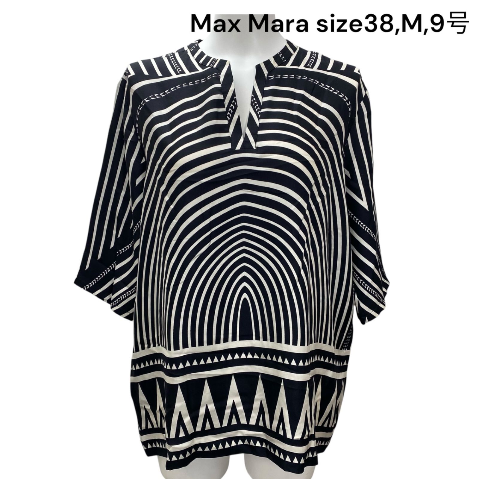 □マックス マーラ Max Mara チュニック ブラウス 七分袖 シルク 