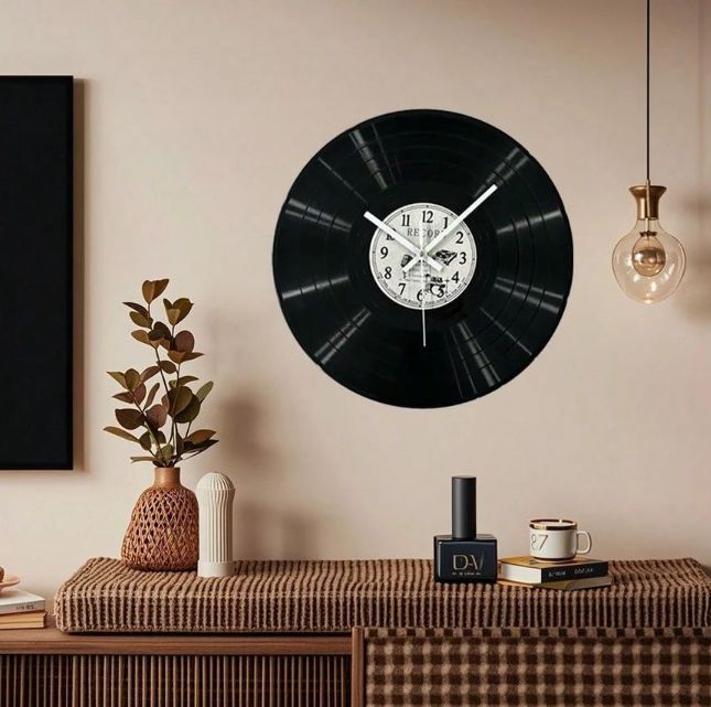 レトロ調 壁時計カフェバー装飾テーブル上 レコード型クリエイティブ掛け時計のビニールレコード静音時計サイドボード装飾品芸術的デスク NEXPOTALLINN_EU