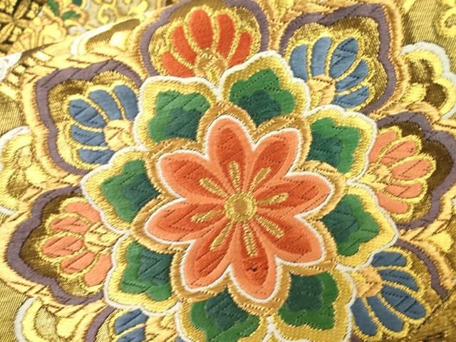 平和屋着物○六通柄袋帯 源氏香舞桜文 金銀糸 正絹