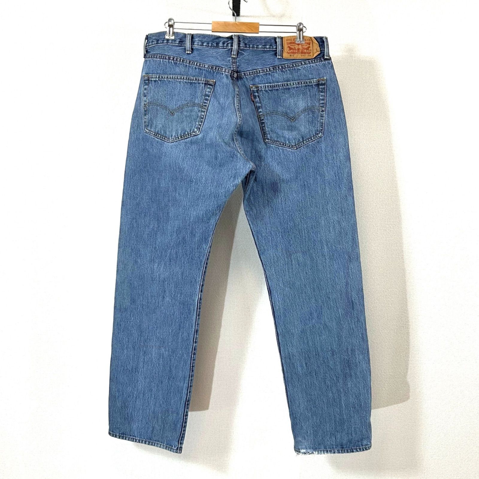 リーバイス レザーバギーストレートパンツ リーバイス501LEVI'Sデニムパンツw40弱ヒゲ大バギーL1177