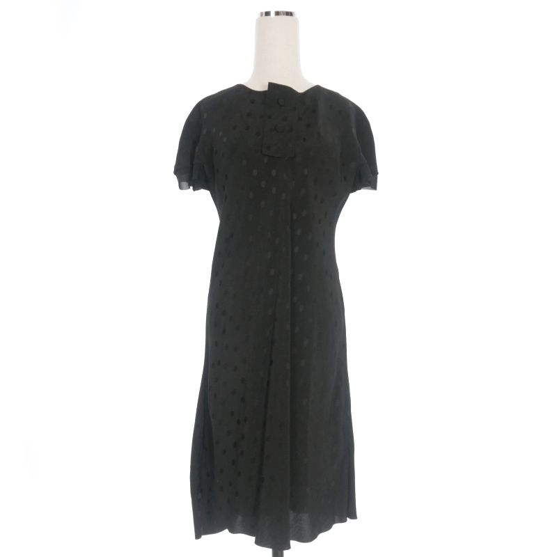 ヨウジヤマモトノアール YOHJI YAMAMOTO NOIR シルクレイヤード ドットワンピース ドレス 2 ブラック 黒 NT-B07-211