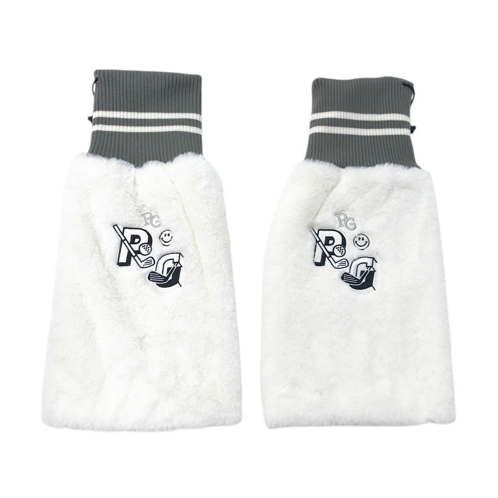 PEARLY GATES パーリーゲイツ 2025年モデル レッグウォーマー ファー ニコちゃん ホワイト系 FR 240101513360 ゴルフウェア ストスト