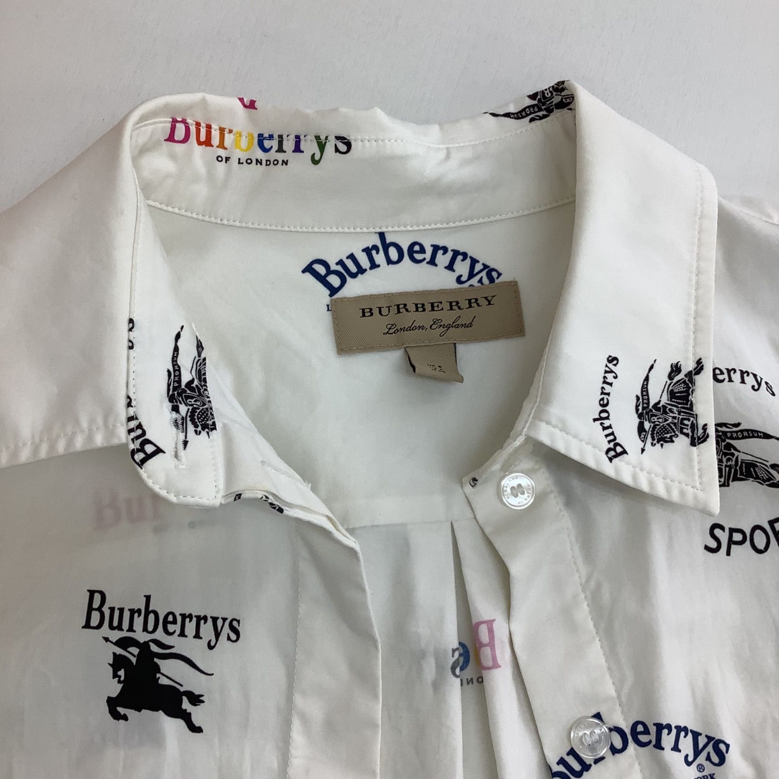 BURBERRY バーバリー 19SS ロゴ総柄プリント半袖シャツ ホワイト 