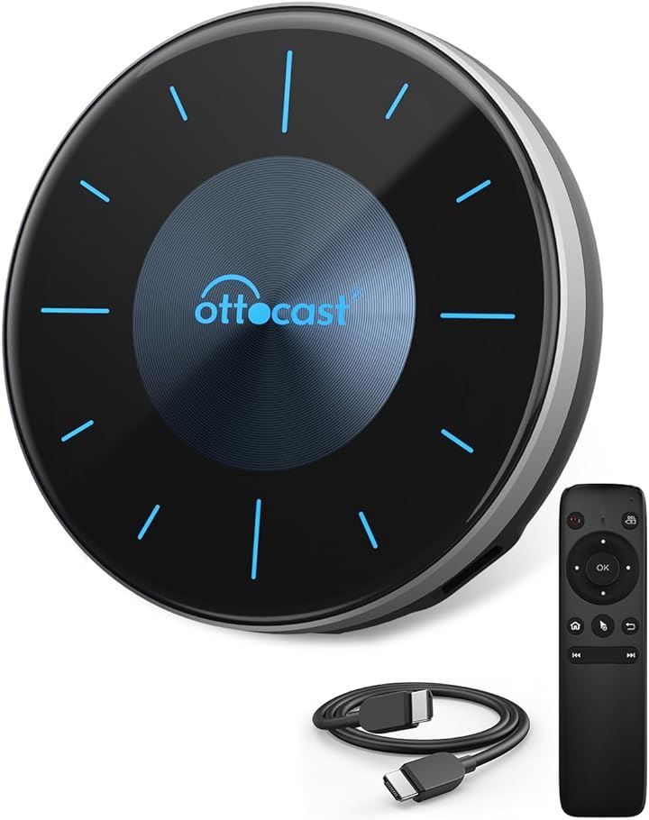 OTTOCAST オットキャスト P3 CarPlay AI Box Android 12アタブター nano SIMカード/Micro SDカードスロット HDMI出力端子搭載 前席後席で動画視聴可能技適取得済み品