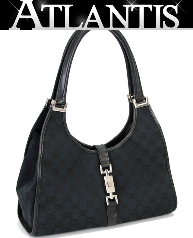 グッチ GUCCI ジャッキー ハンドバッグ スモール GG柄 キャンバス×レザー 黒 SV金具 70561