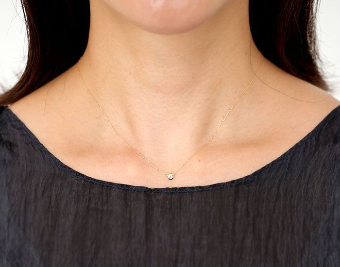 ダイヤモンド ネックレス K18 イエローゴールド 天然ダイヤ 0.07ct 一