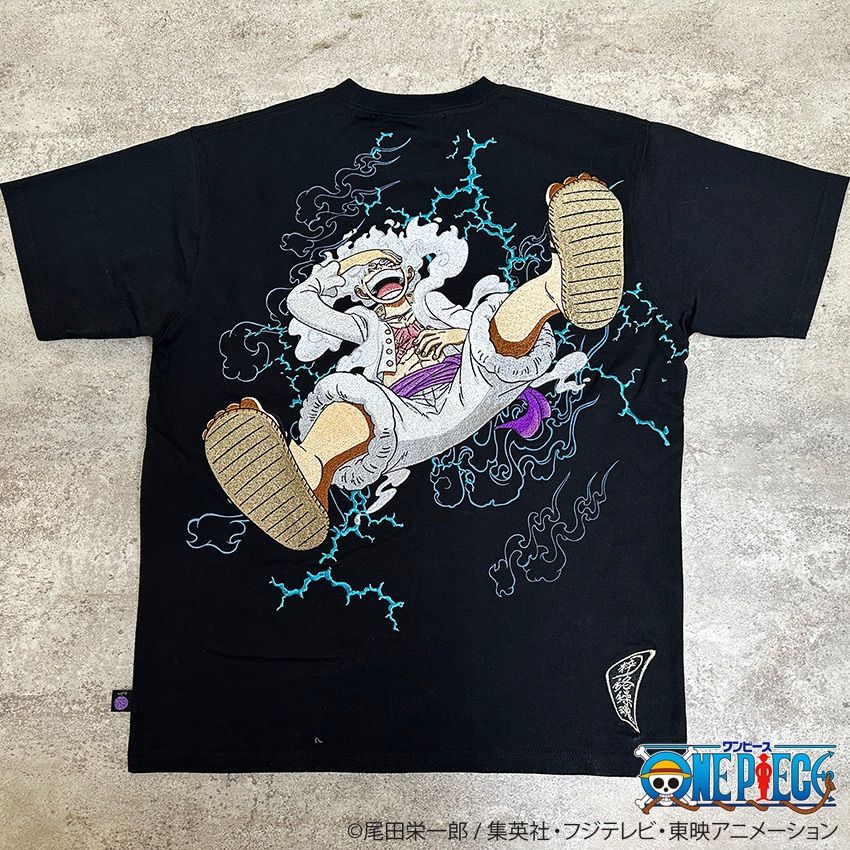ONE PIECE ワンピース×絡繰魂 【ギア5th 太陽の神 刺繍Tシャツ