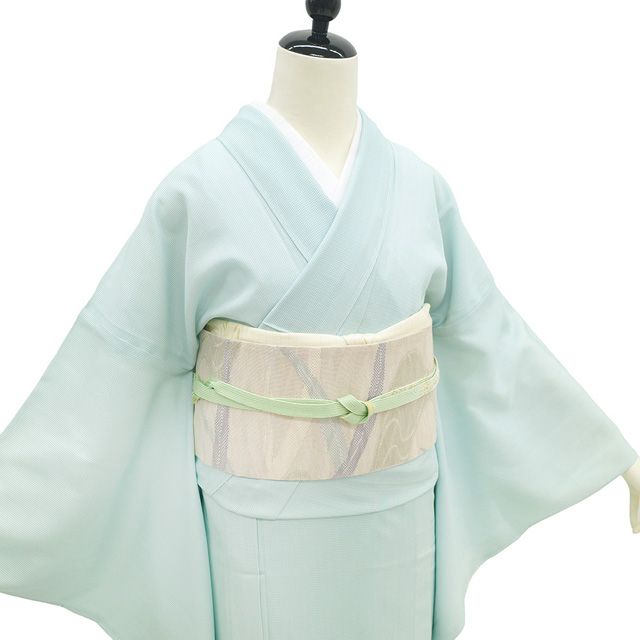 新古品】 夏物 江戸小紋 着物 未使用 単衣 正絹 絽 万筋 小紋 水色 夏