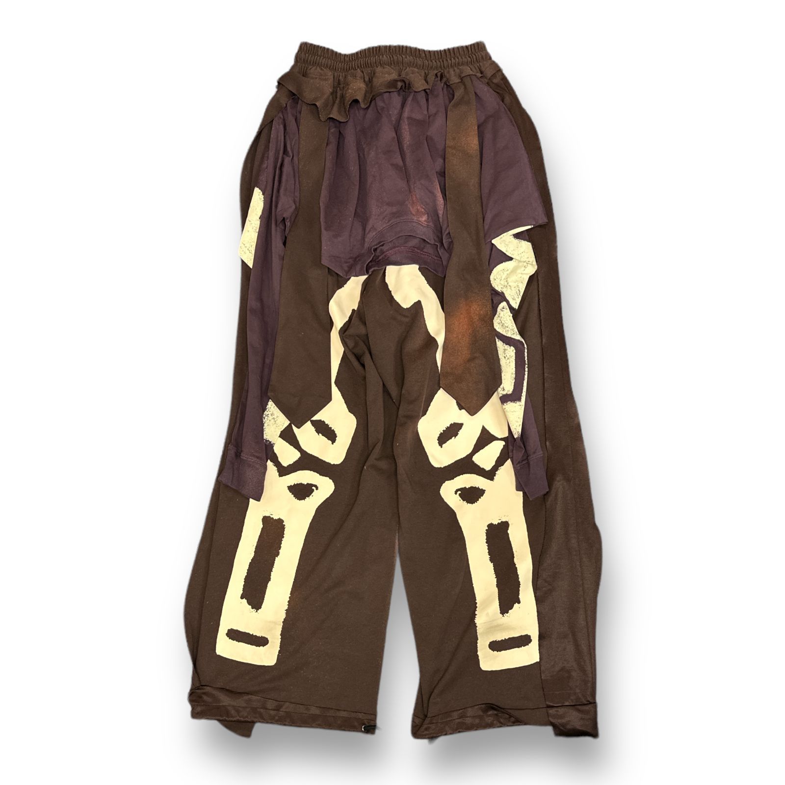 PHATRNK ズボン SANKUANZ 23SS Skeleton Print Deconstructed Sweatpants