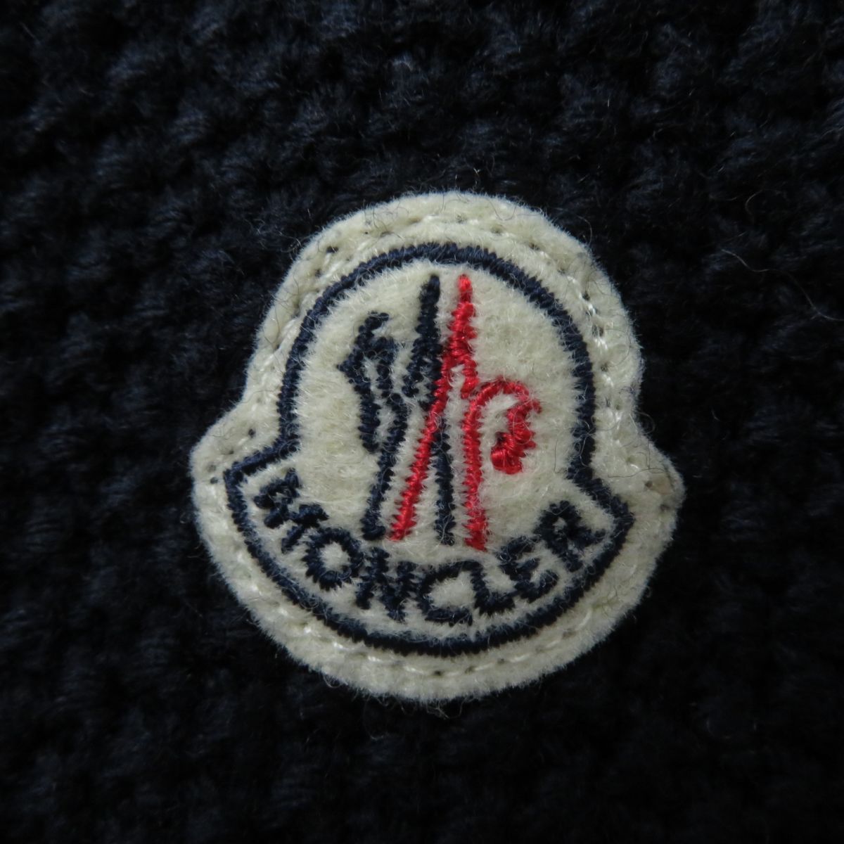 美品☆正規品 MONCLER モンクレール MAGLIONE TRICOT CARDIGAN ロゴワッペン付き ニット切り替え ダウンジャケット  ネイビー S レディース J08-st30323-924