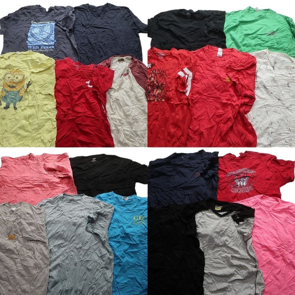 古着卸 mix プリント 半袖Tシャツ 20枚セット メンズ 2XL キャラクター ラグランスリーブ ミニオンズ 古着 NA0726