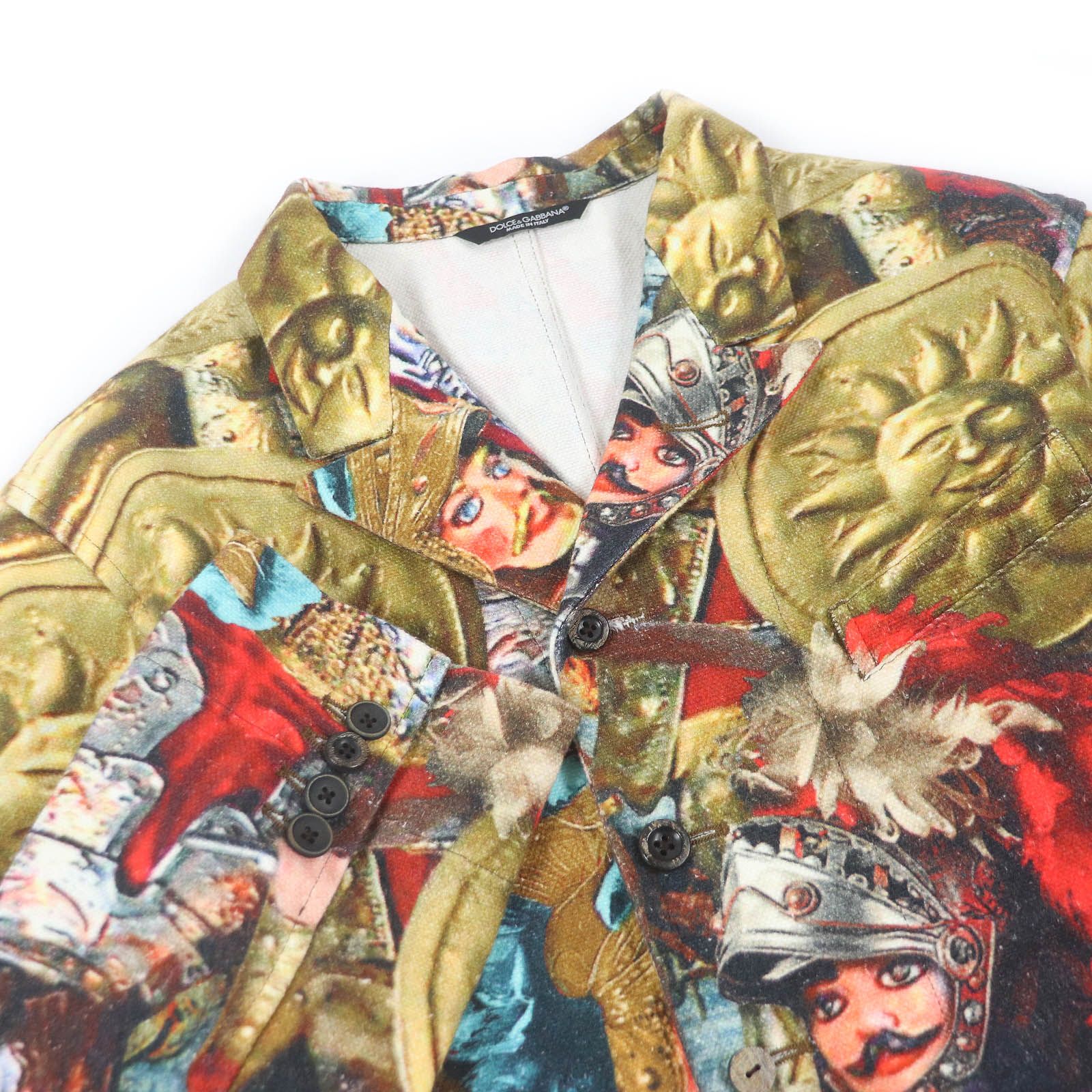極美品□DOLCE&GABBANA ドルチェ＆ガッバーナ リネン コットン 黒タグ 総柄 シングル アンコンジャケット マルチ 48 イタリア製　 正規品 極美品□DOLCE&GABBANA ドルチェ＆ガッバーナ リネン コットン 黒タグ