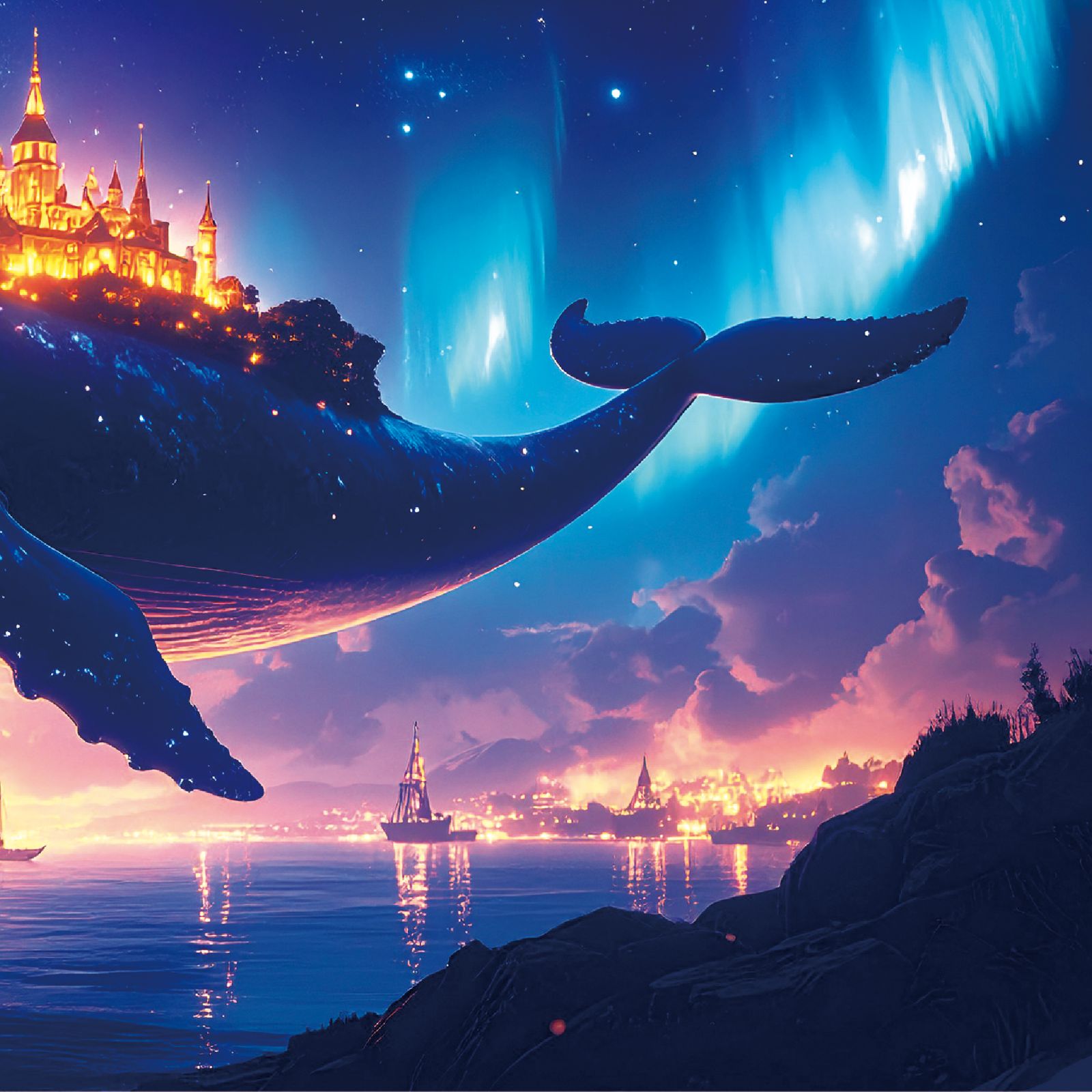 【原画のみ販売】クジラとクラゲ空の大冒険 マグメル深海水族館』航洋のクジラ クリアポスター – 新潮ショップ