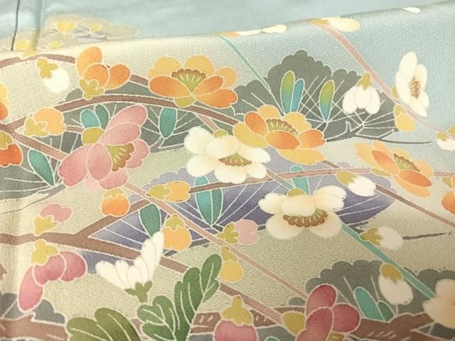 平和屋着物○訪問着 友禅 作家物 草花文 やまと誂製 正絹 逸品 未使用