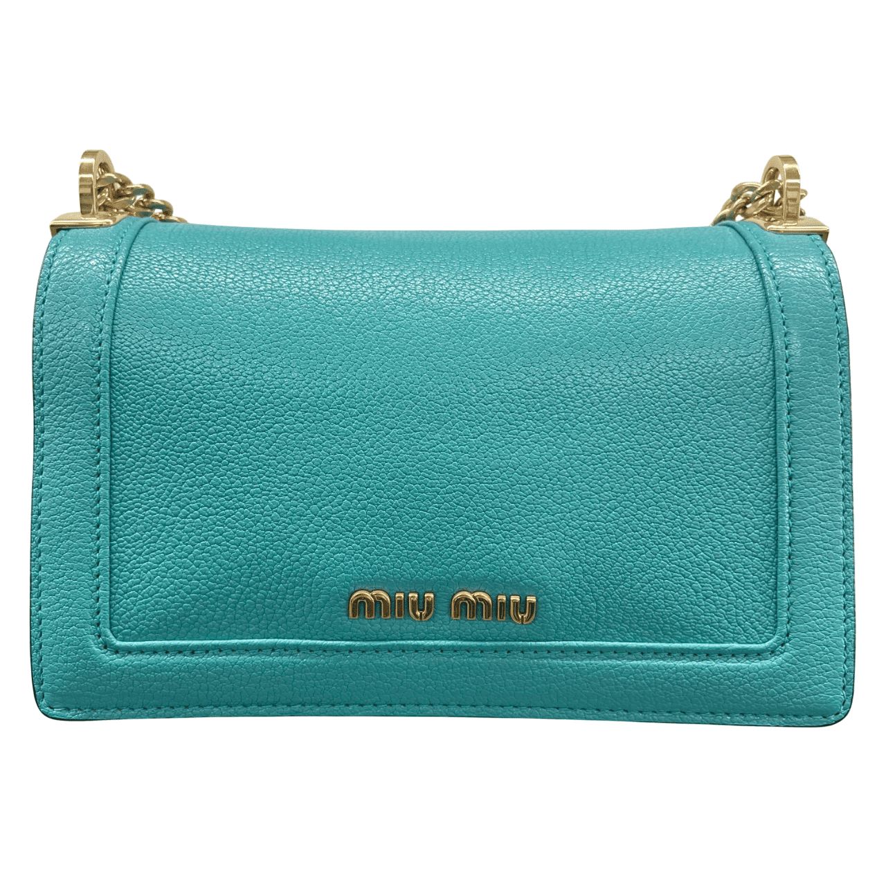 miu miu ターコイズ レザー ハンドバッグ