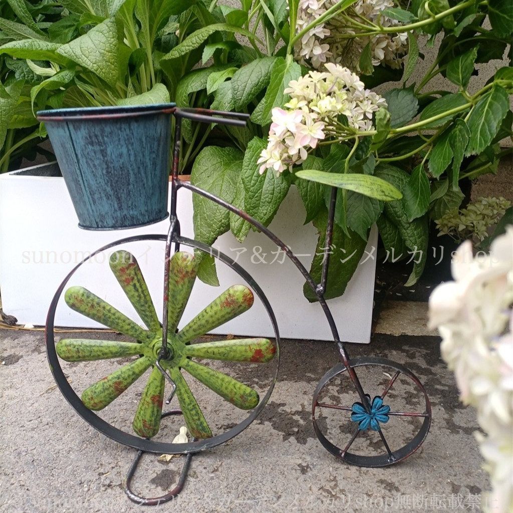 ガーデニング 鉢植え フラワー 金属 庭の装飾 植木鉢 花 ヴィンテージ調 ガーデン雑貨 おしゃれ プランター 雑貨 お洒落 ブルー ガーデン インテリア 8-14 ガーデンインテリア 自転車