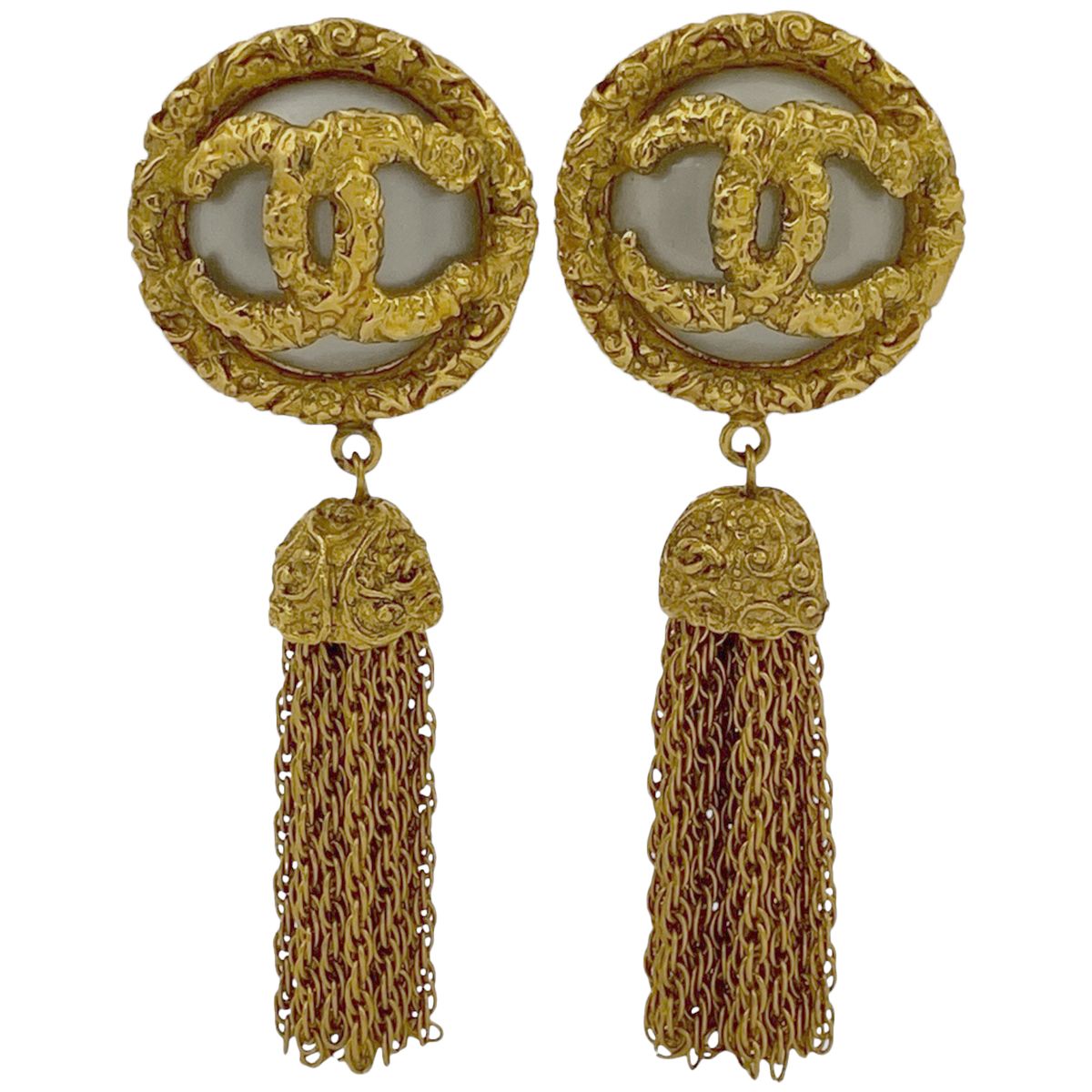 シャネル CHANEL ココマーク フェイクパール イヤリング フリンジ  