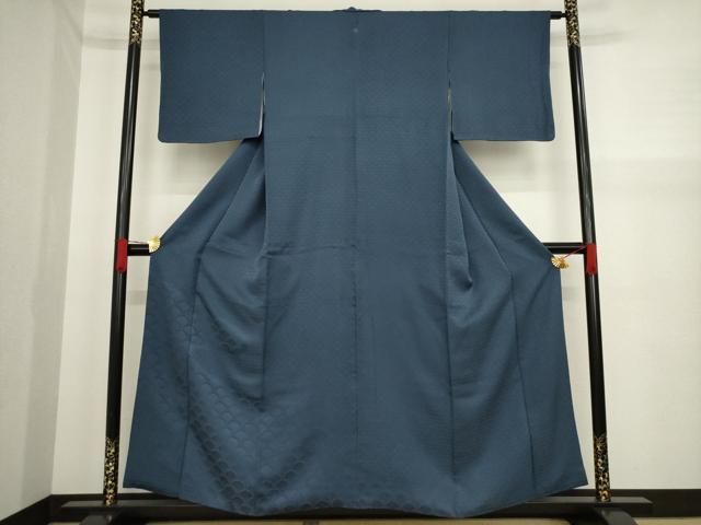 平和屋着物○上質な色無地 花青海波地紋 薄鼠色 正絹