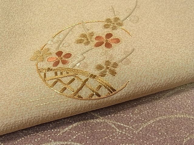 平和屋1□極上 訪問着 駒刺繍 籬花丸文 暈し染め 金彩 反端付き 逸品