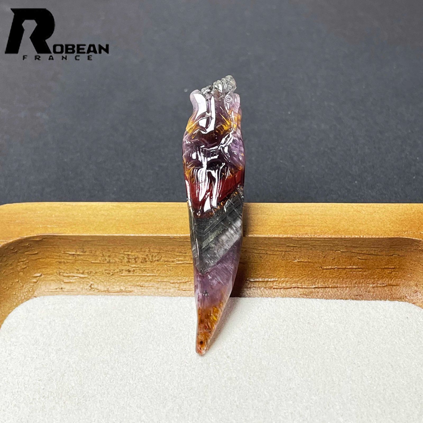 EU製 定価31万円 ROBEAN オーロラクォーツ23 ペンダント パワーストーン 天然石 金運 浄化 開運 プレゼント 55.4*12.7*9mm D0922560