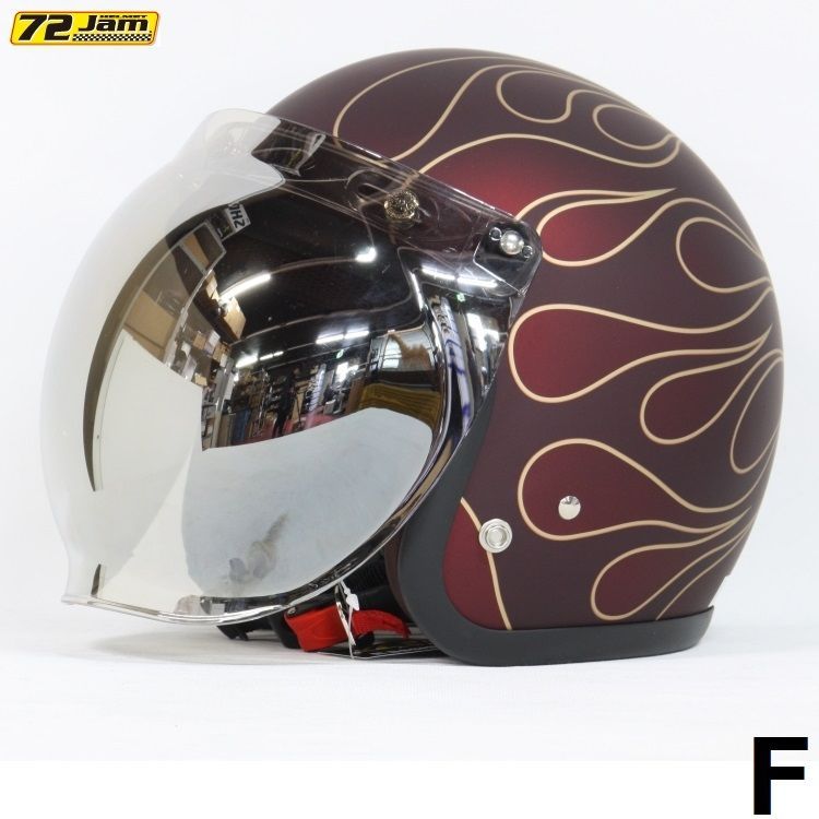 バブルシールド(シルバーミラー)付 72JAM JJ-22 STEALTH(レッド) JETヘルメット Fサイズ(57～60cm未満)