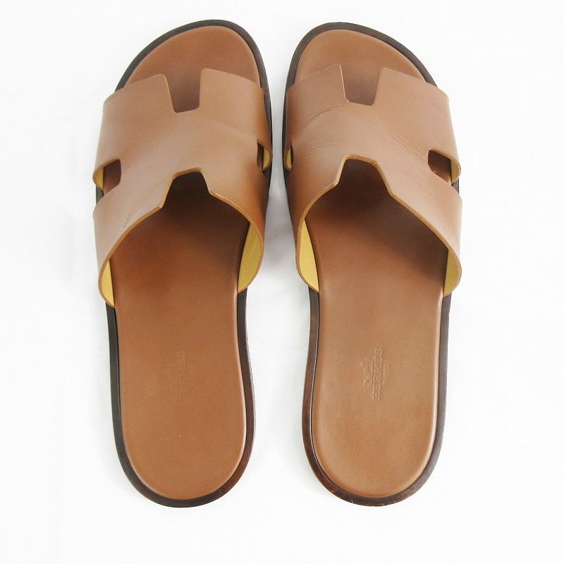 エルメス HERMES サンダル イズミール レザー ゴールド 44 1 2 約29ｃｍ 靴