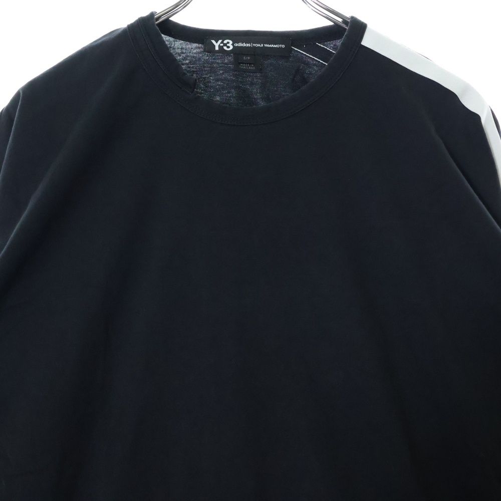 Y-3★コットンジャージー Tシャツ ストライプ ブラック 長袖 Y-3 Yohji Yamamoto THREE STRIPES LONG SLEEVE TOP (BLACK)の