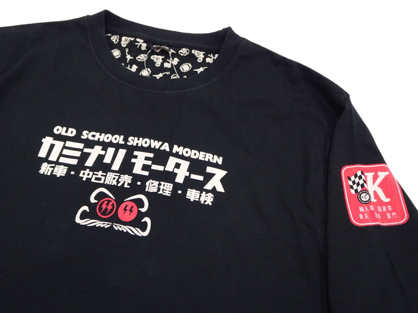 カミナリモータース 長袖Tシャツ KAMINARI ロンT ダルマセリカ エフ商会 KMLT-229 オフホワイト ブラック 新品 アメカジショップ