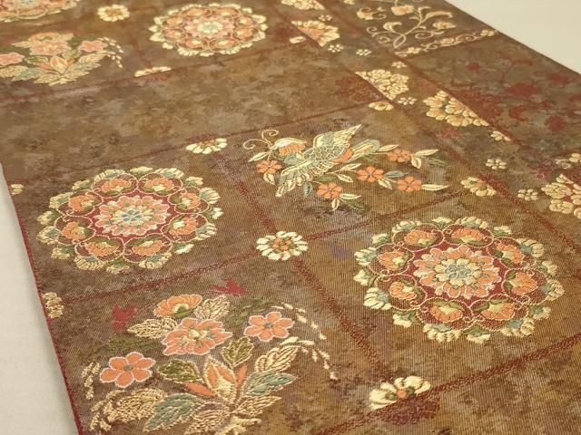 平和屋着物◎六通柄袋帯 唐織 鳳凰花文 金糸 引箔 正絹 逸品