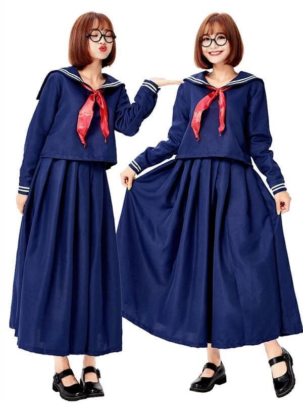 ハロウィン ロングセーラー服 制服 コスプレ 即 OK ロングスカート ハロウイン衣装 普段着 仮装 セーラー衣装 スケバン刑事 スケバンセーラー セーラー服 3点セット 仮装 かわいい パーティー イベント xiaokb395