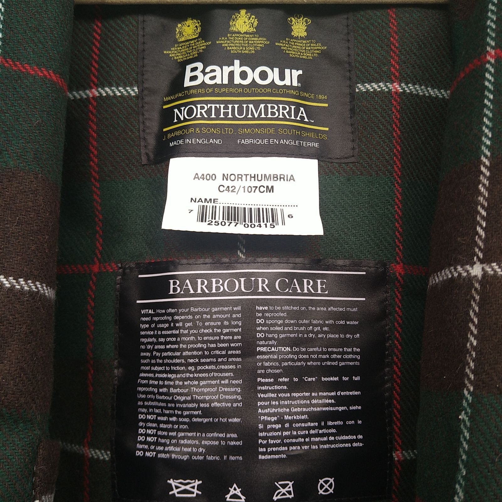 90s 美品 Barbour northumbria c42 ノーザンブリア-