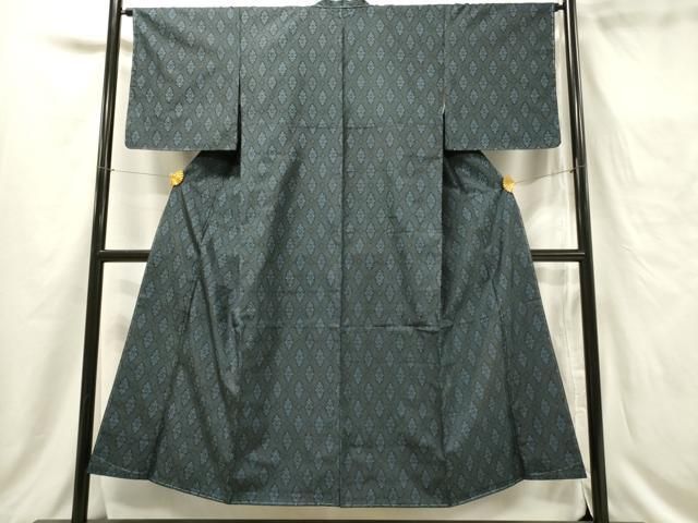 平和屋着物□本場大島紬 割り込み絣 花菱文 正絹 逸品 未使用  