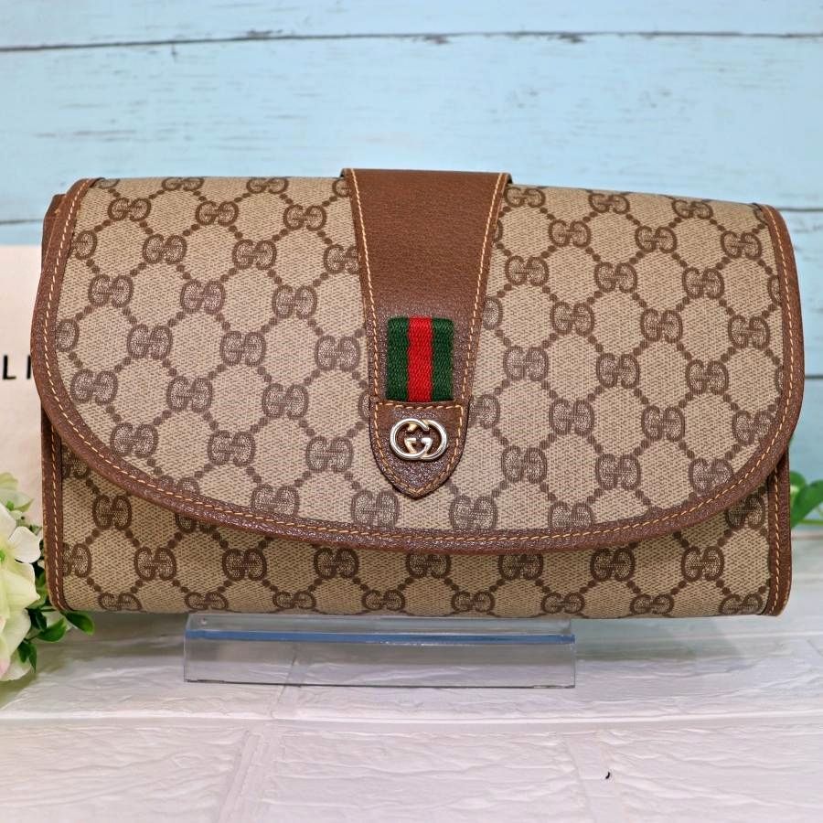 GUCCI オールドグッチクラッチ バッグ シェリーライン GGスプリーム