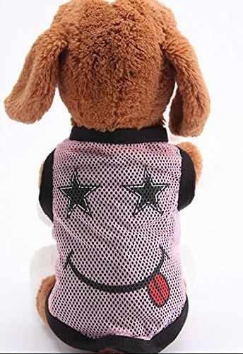 犬 Tシャツ メッシュ ペット服 Tシャツ メッシュ クール スマイリー ＣＯＯＬ 涼しい ウェア 犬服 可愛い お散歩 夏用 （ピンクSサイズ）