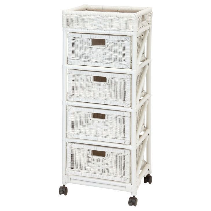 ウィッカー製 4段チェスト ラタンチェスト カゴ収納家具 箪笥 レトロ