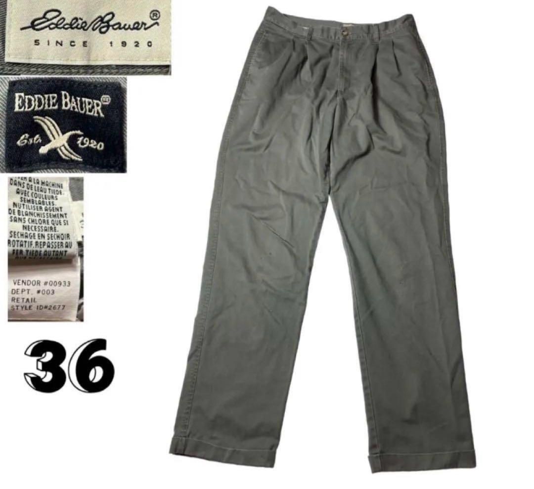 90s 00s白タグエディーバウアー2タックチノパンツ W36 YKK USA