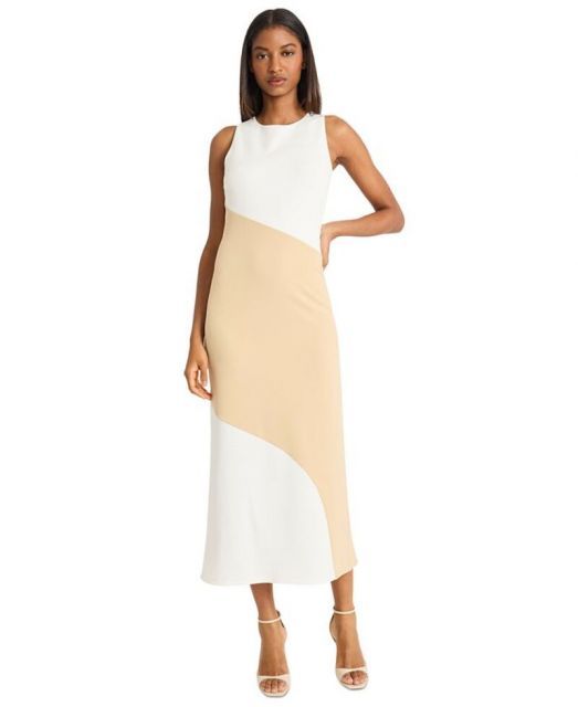 【送料無料】 ドナモーガン レディース ワンピース トップス Women's Colorblocked A-Line Dress Ivory/irish Cream