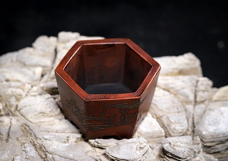 六方鉢 中国宜興 紫砂の鉢盆栽鉢 植木鉢 小品盆栽鉢 大品盆栽