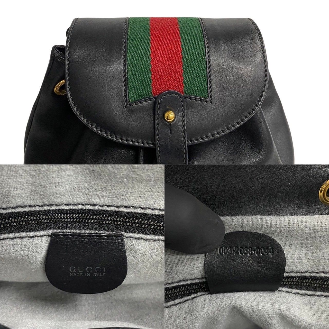 美品 極上！gucci シェリーライン レザーリュック ブラック オールドグッチ 美品 極上 gucci シェリーライン レザーリュック ブラック