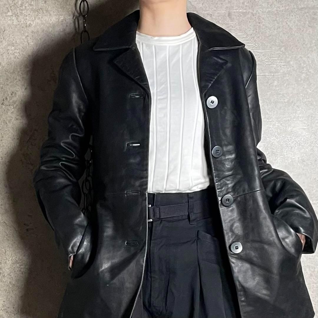 DANIER CANADA フ レザーショートコート 本革 テーラードジャケット ブラック