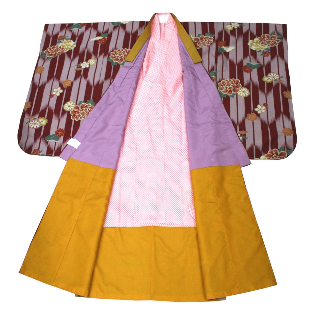 新品 四つ身 着物 15 赤 ポリエステル 七五三 長襦袢付き こども