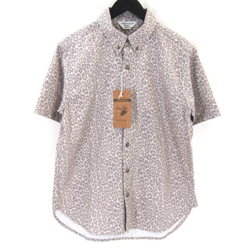♥ ANDFAMILYS アンドファミリー Animal Button Down Shirts SHS-2505811 半袖ボタンダウンシャツ レオパード S タグ付き 65008587