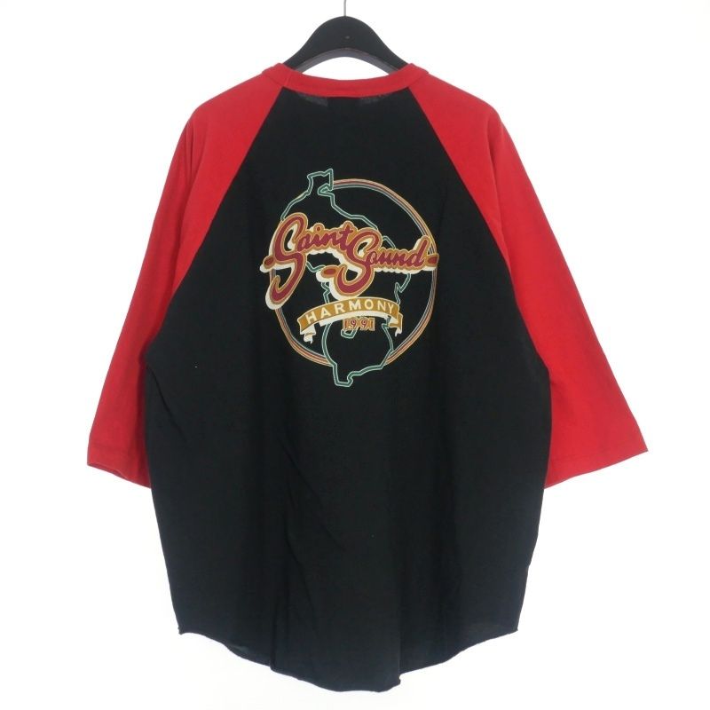 セントマイケル SAINTMICHAEL × LASTMAN 25SS SS TEE SNT NOIS ラグランスリーブＴシャツ カットソー 七分袖 XL ブラック レッド 黒 赤 SM-HR8-0000-C27