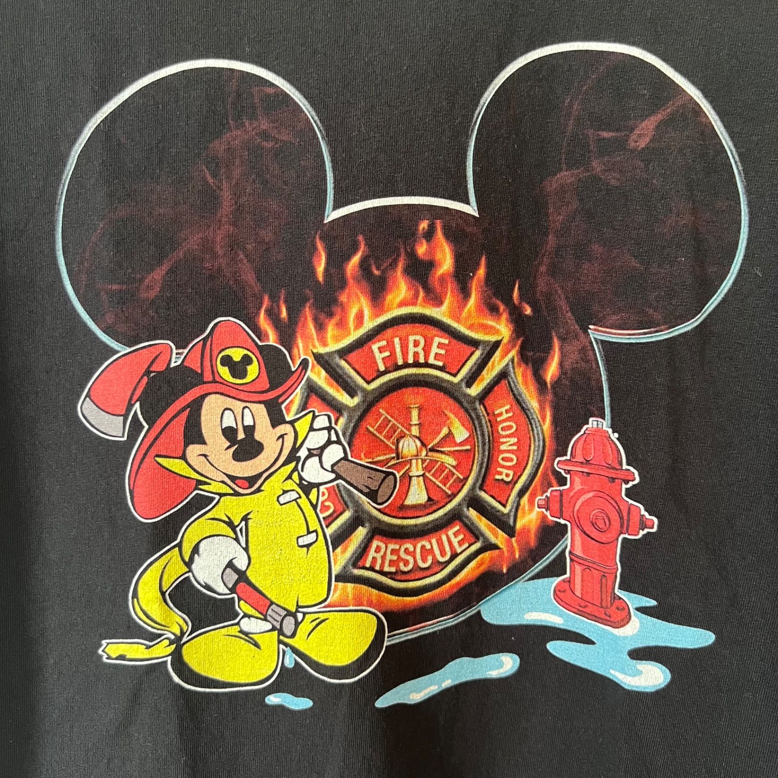 消防士 Disney ミッキー ディズニー Tシャツ L〜 disney ディズニー ミッキー 消防士 オーバーサイズ Tシャツ