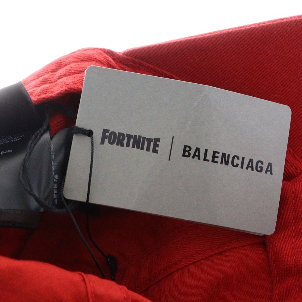 希少✨BALENCIAGA 刺繍ロゴ　バケットハット　赤　レッド　綿ポリ 今日特価】Balenciaga / バレンシアガ 25SS ランボギーニコラボ