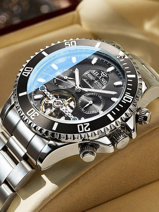 腕時計 メンズ 機械式 1個 緑-黒 モンスターシリーズ オートマチック メカニカル メンズ 防水 ルミノース 腕時計